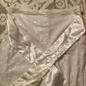 Fringe & Co. white sequin wide leg pants